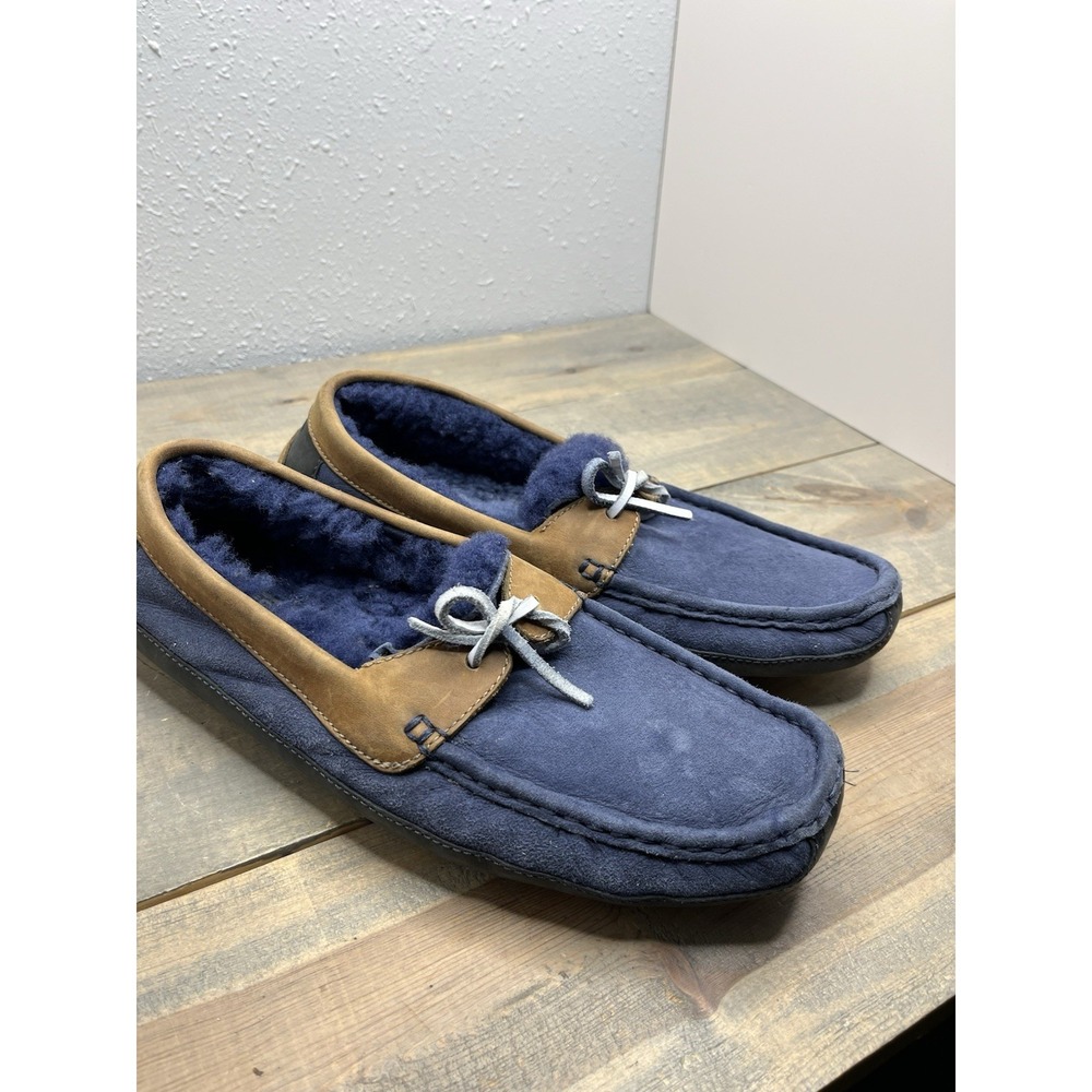 UGG Men's‎ Australia sz 10 Moccasin/Loafers Blue Suede Shearling Slippers shoes